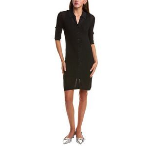 Helmut Lang Womens  Pointelle Polo Dress, Black